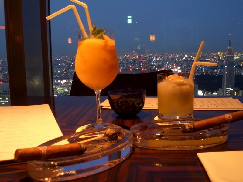 Cocktails and Cigars on Table