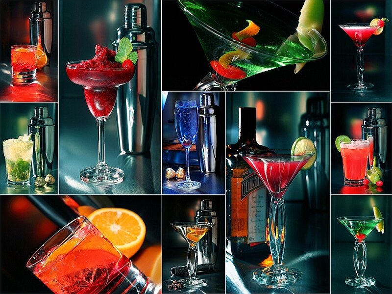 Cocktails in Various Glasses