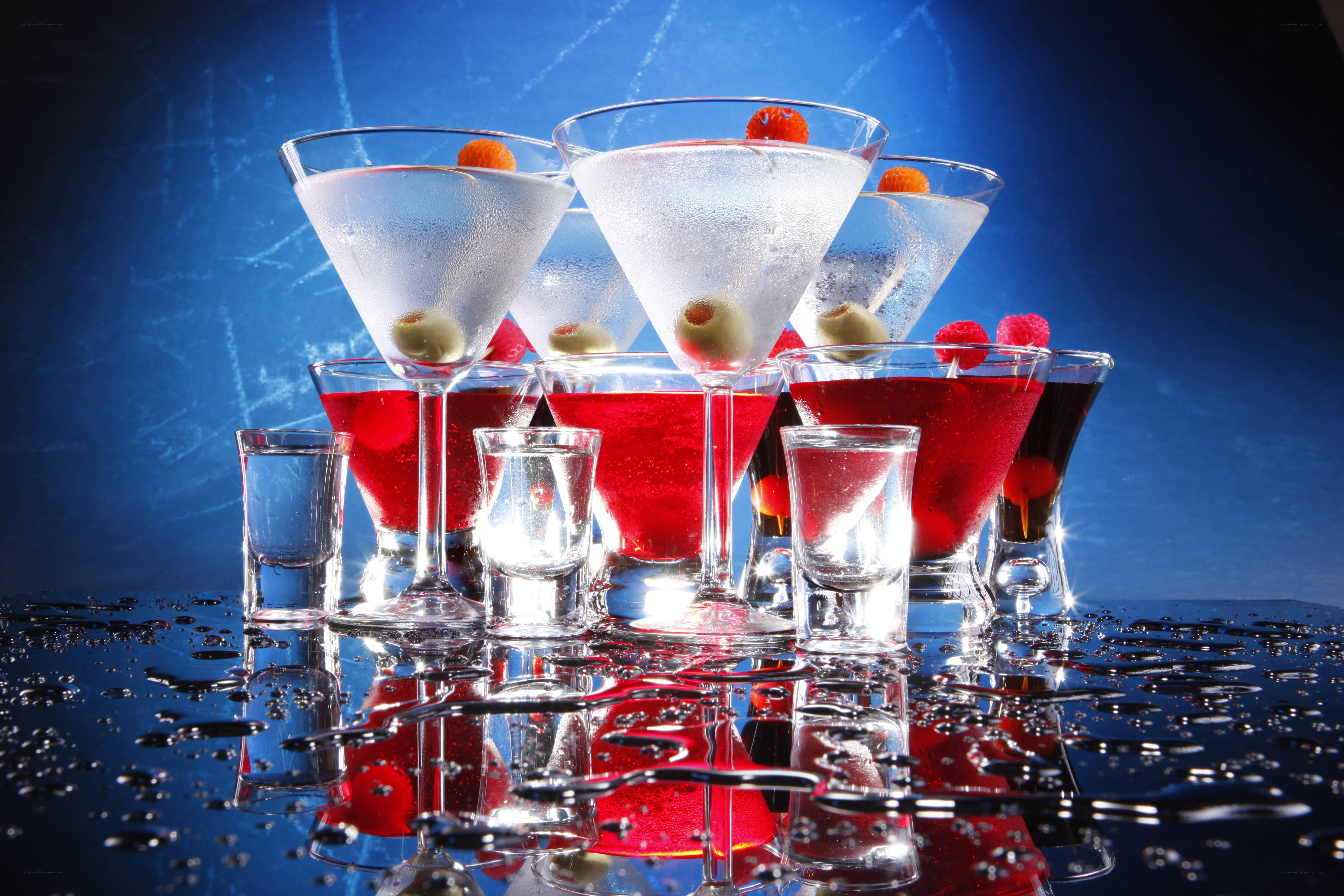 Cocktails on a blue background