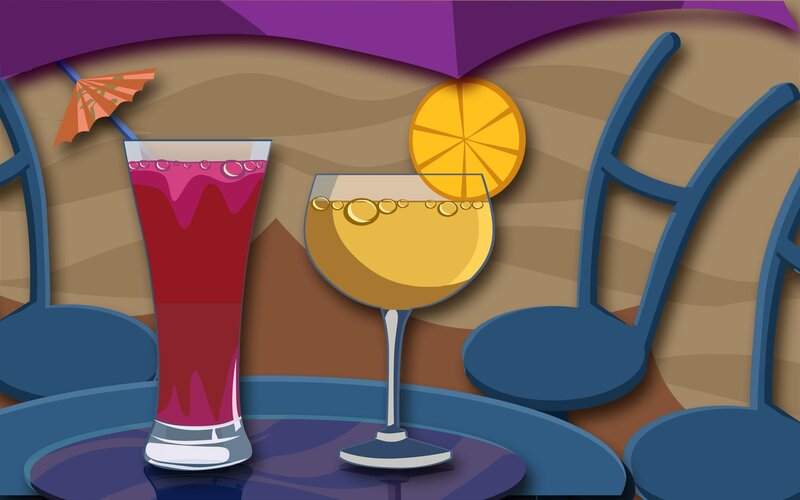 Cocktails on a table