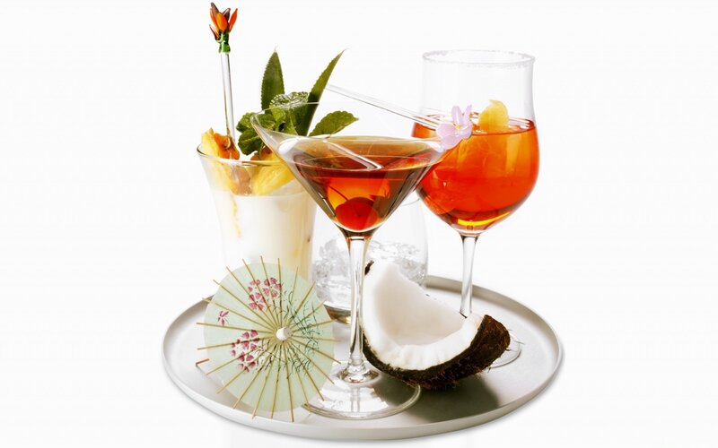 Cocktails on a Tray — White