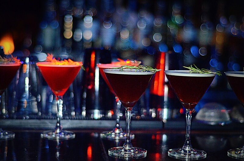 Cocktails on Bar Counter — Red