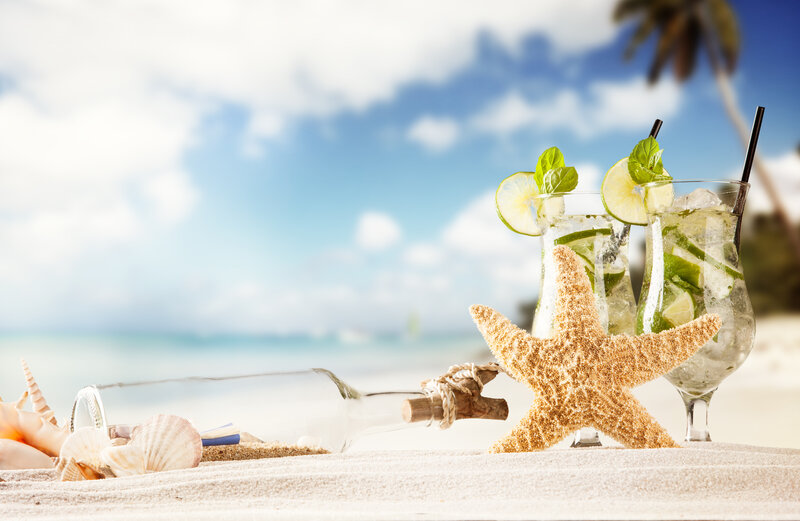 Cocktails on Beach — Blue