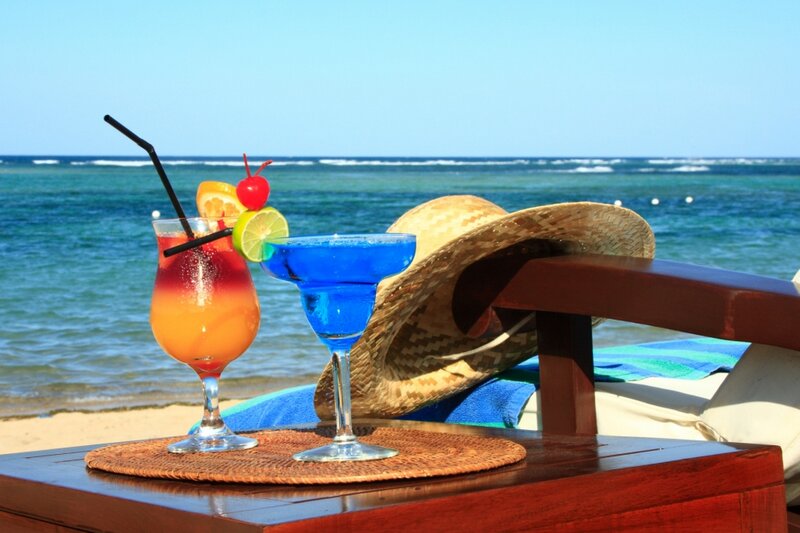 Cocktails on Beach Table