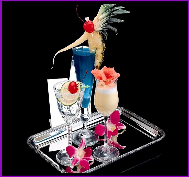 Cocktails on Silver Tray — Black