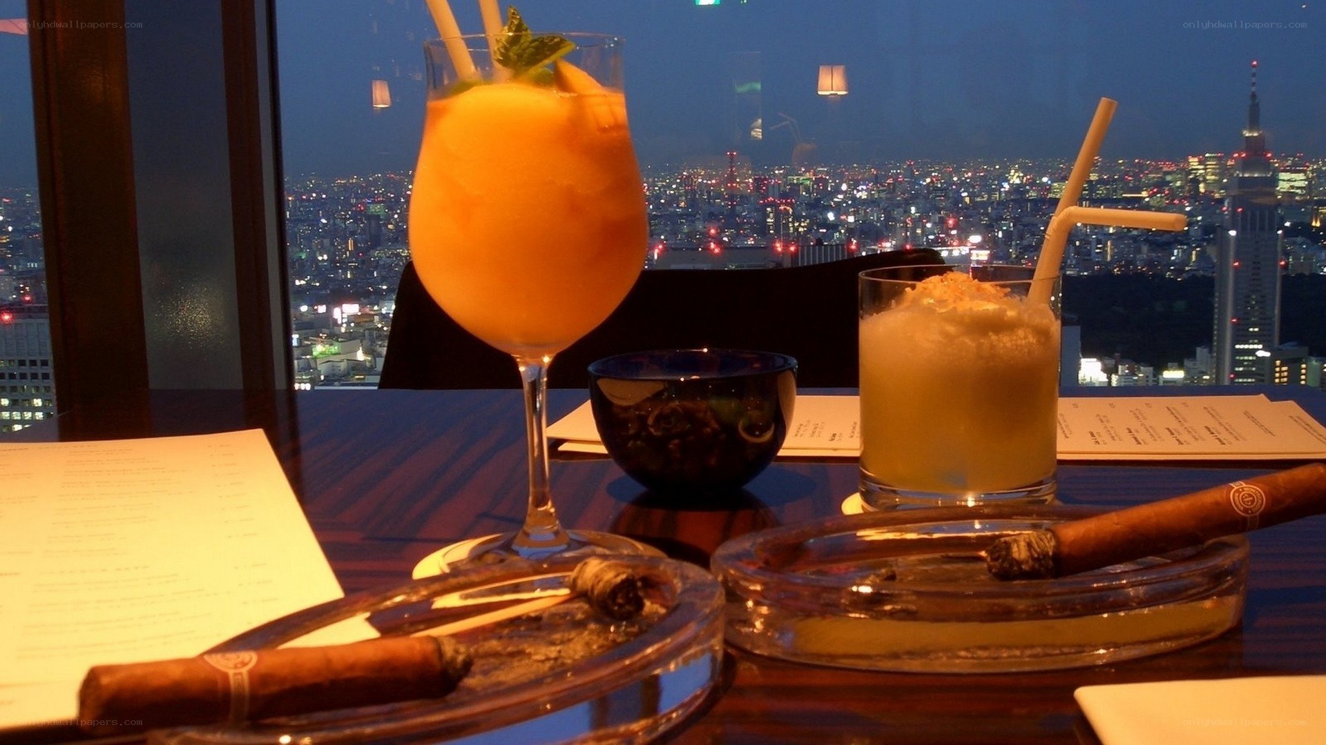 Cocktails with city view