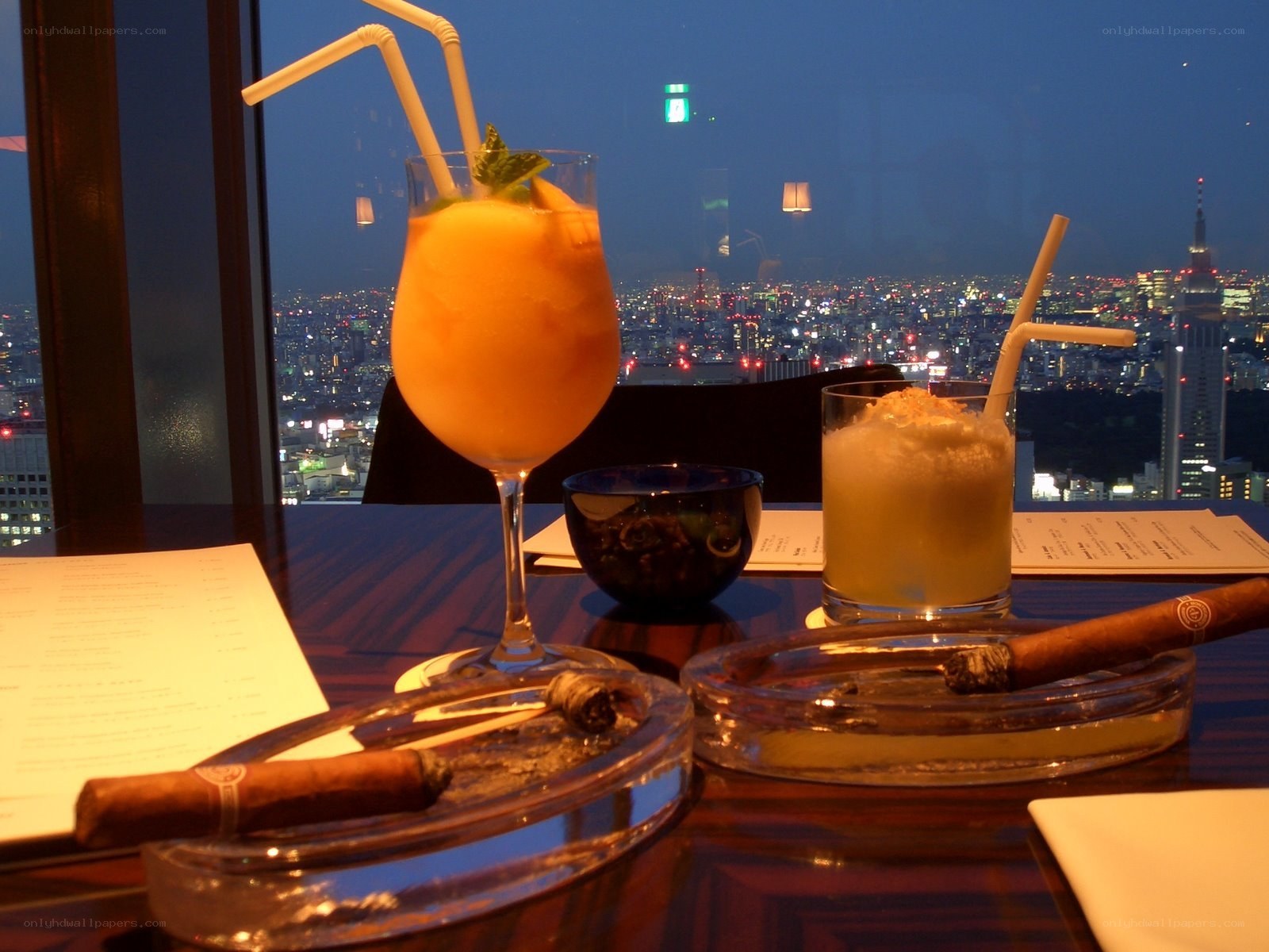Cocktails with city view