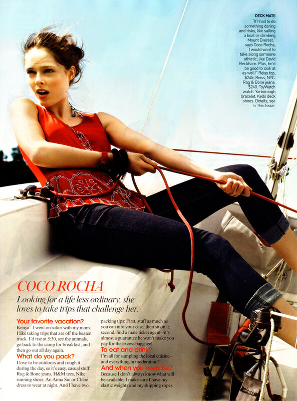 Coco Rocha on a sailboat