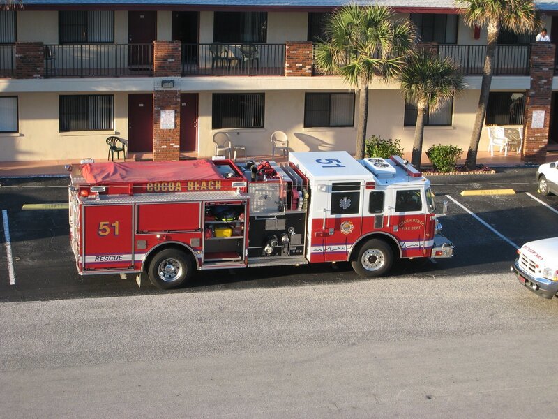 Cocoa Beach fire truck at motel