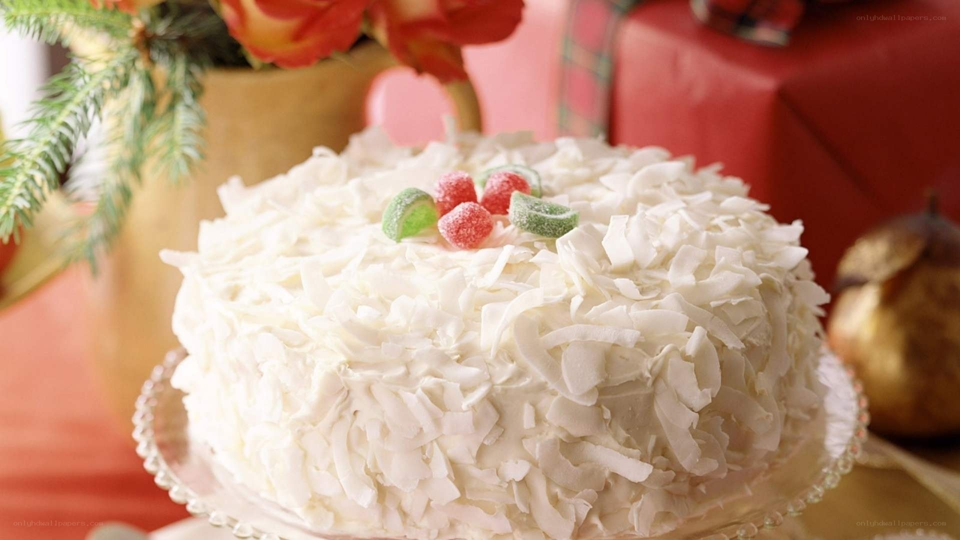 coconut cake with candies