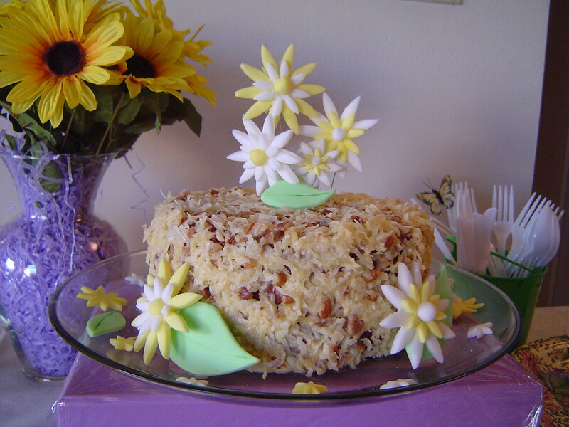 coconut cake with flowers