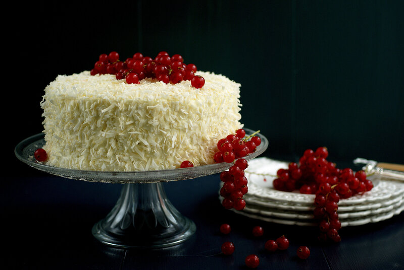 Coconut Cake with Red Currants
