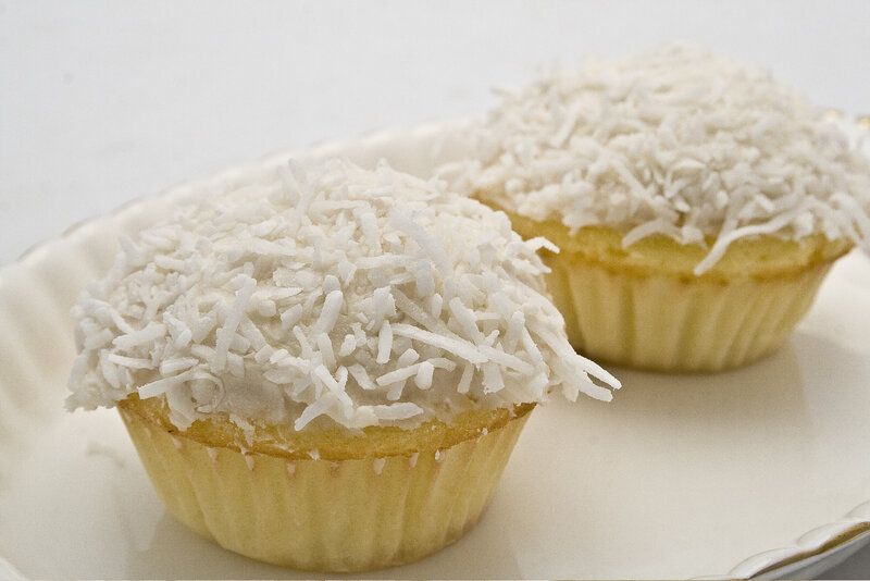 coconut cupcakes on a plate