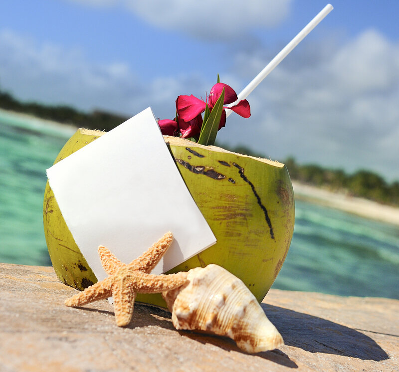 Coconut Drink on Beach — Green