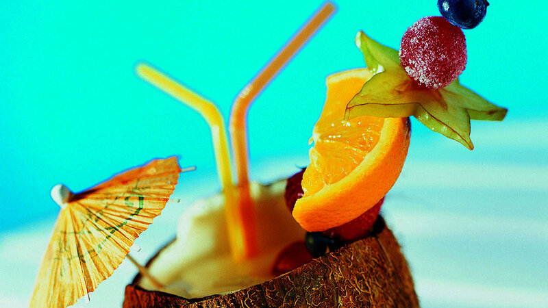 Coconut Drink with Fruit — Blue, Tropical
