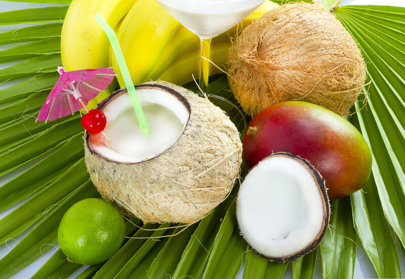 Coconut Drink with Fruit — Green, Tropical