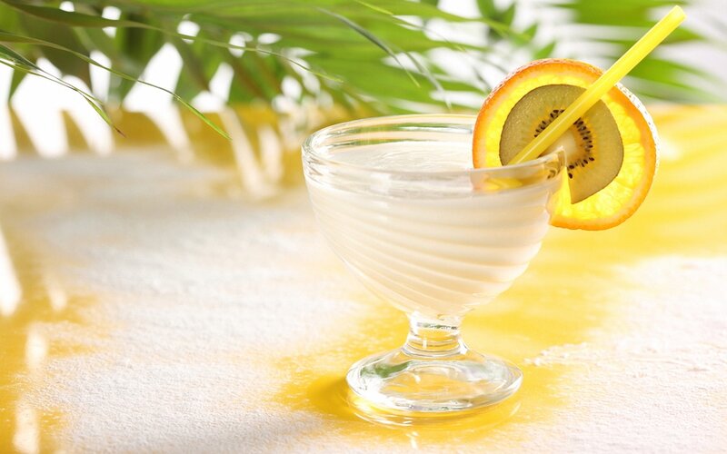 Coconut Drink with Fruit — Yellow