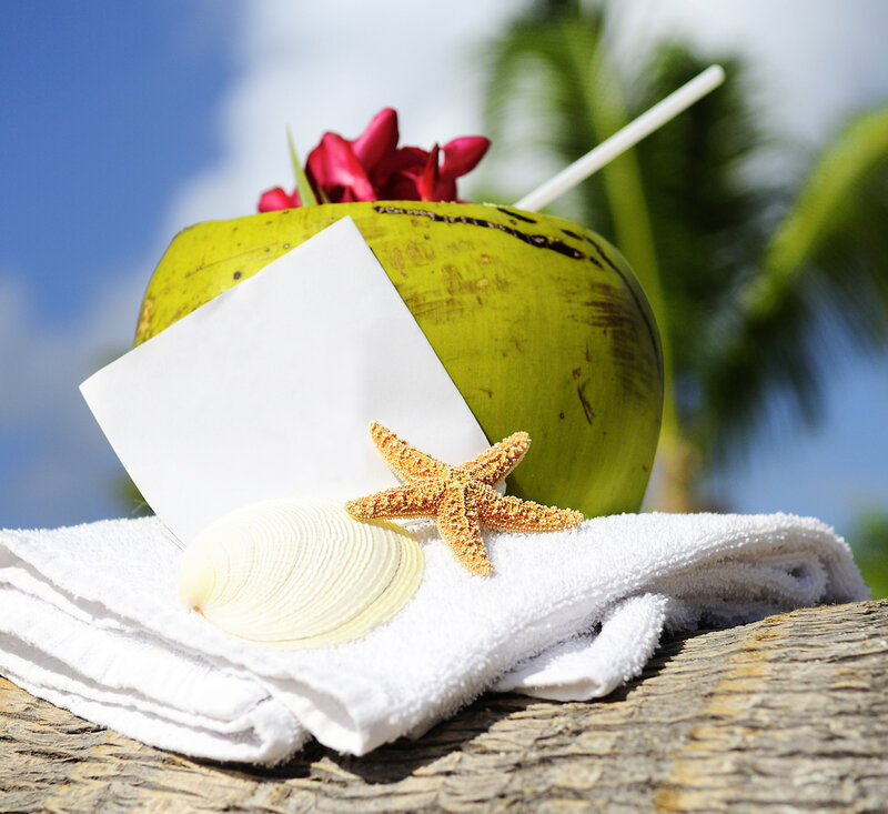 Coconut Drink with Starfish — White