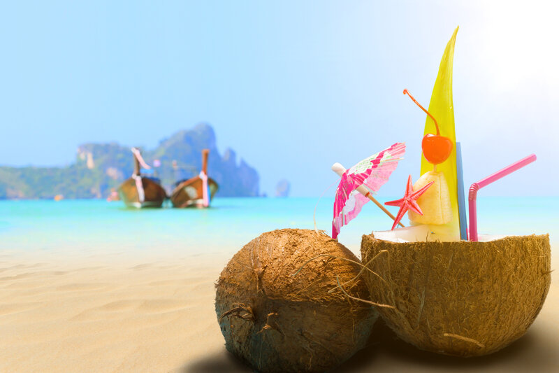 Coconut Drinks on Beach — Brown