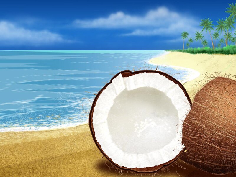 Coconut on Beach — Blue