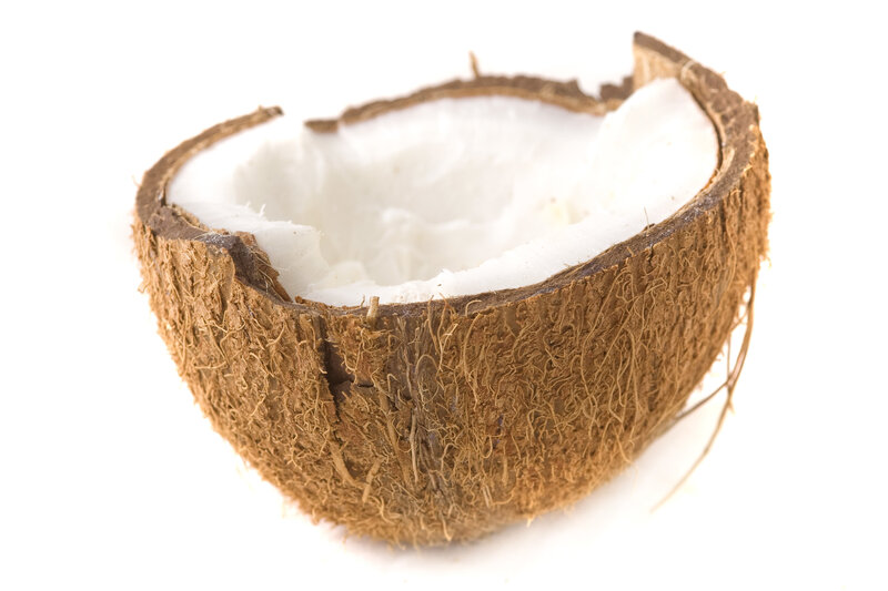 coconut shell with flesh