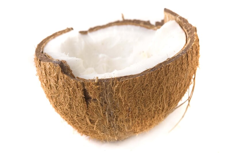 coconut shell with flesh