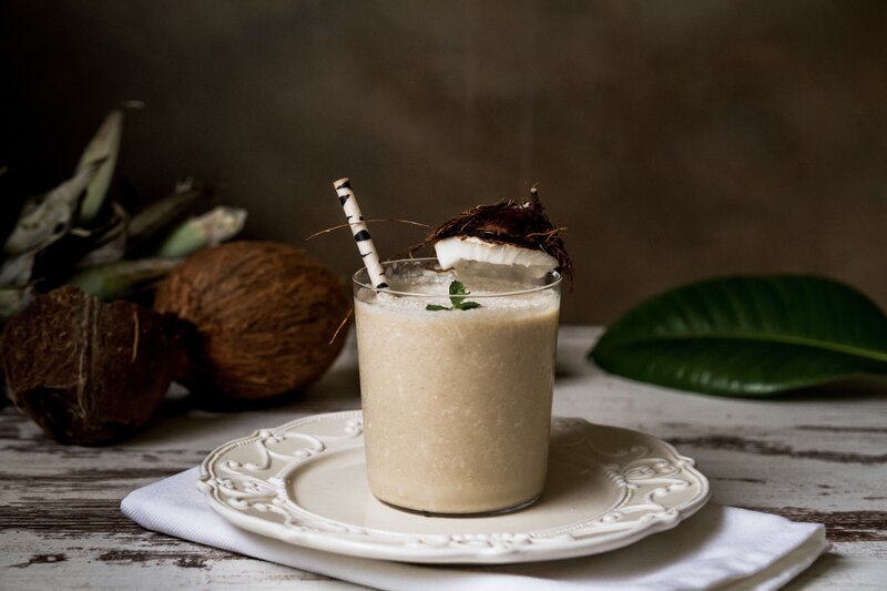 Coconut smoothie with garnish