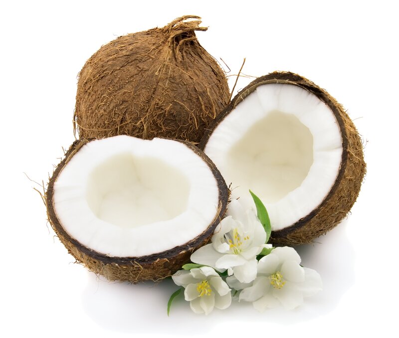Coconut with Flowers — White