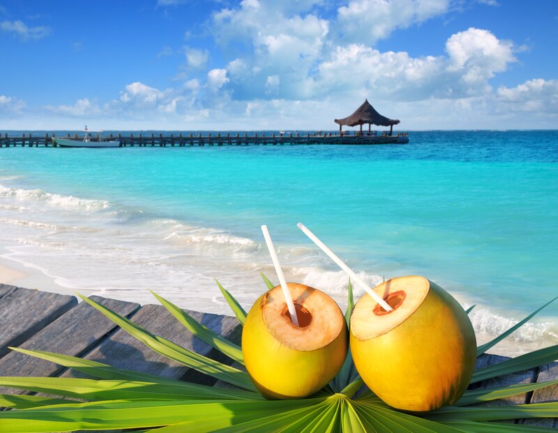 Coconuts on Palm Leaf