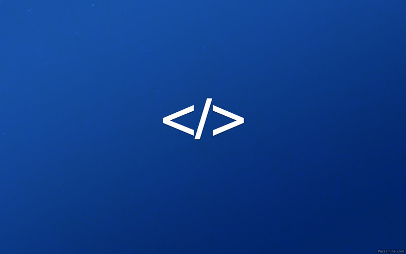 Code Symbol on Blue