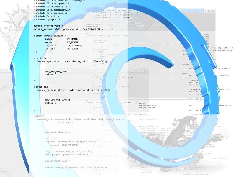 code with blue overlay