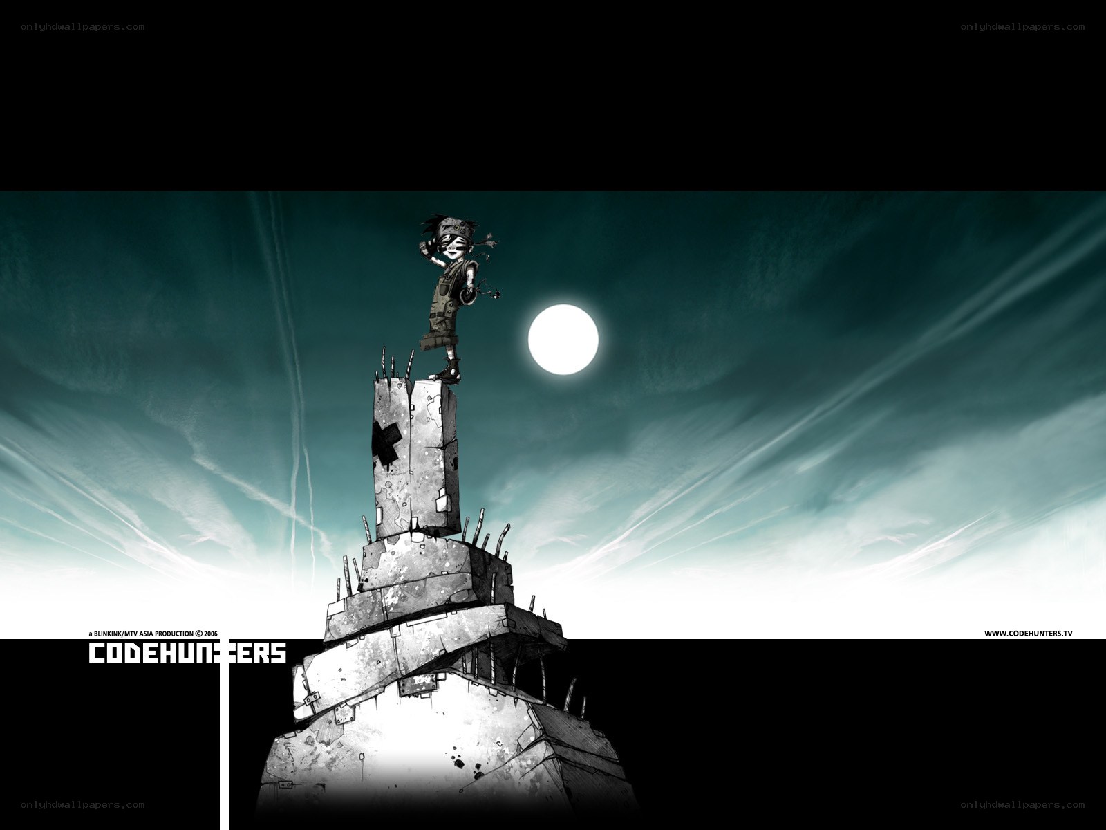 Codehunters character on a tower