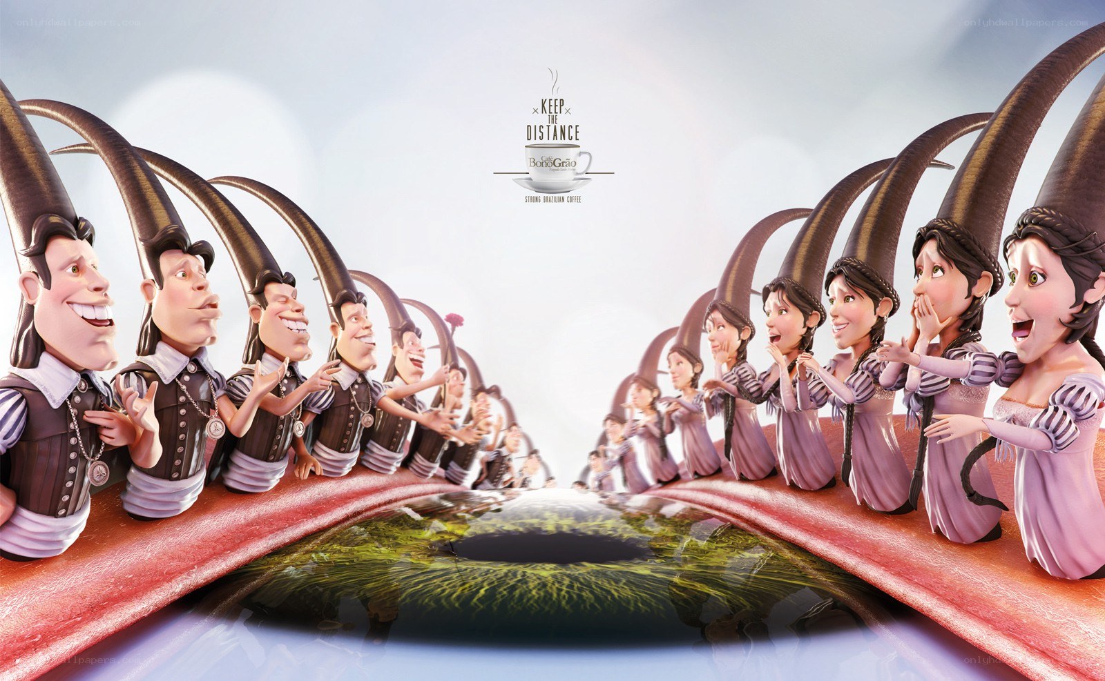 coffee ad with cartoon characters
