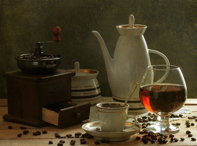 coffee and brandy still life