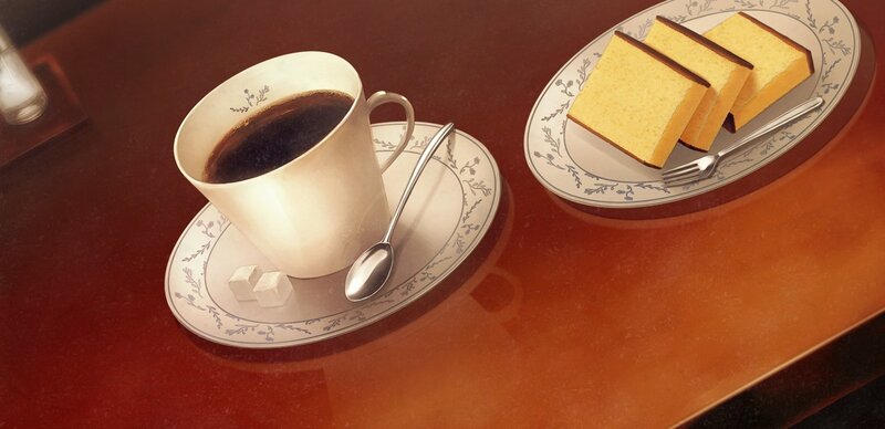 coffee and cake on a table