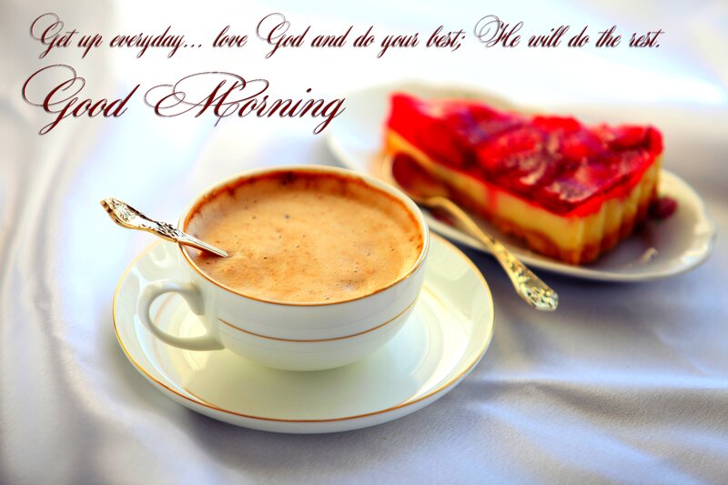 Coffee and Cake on Table — White, Calm