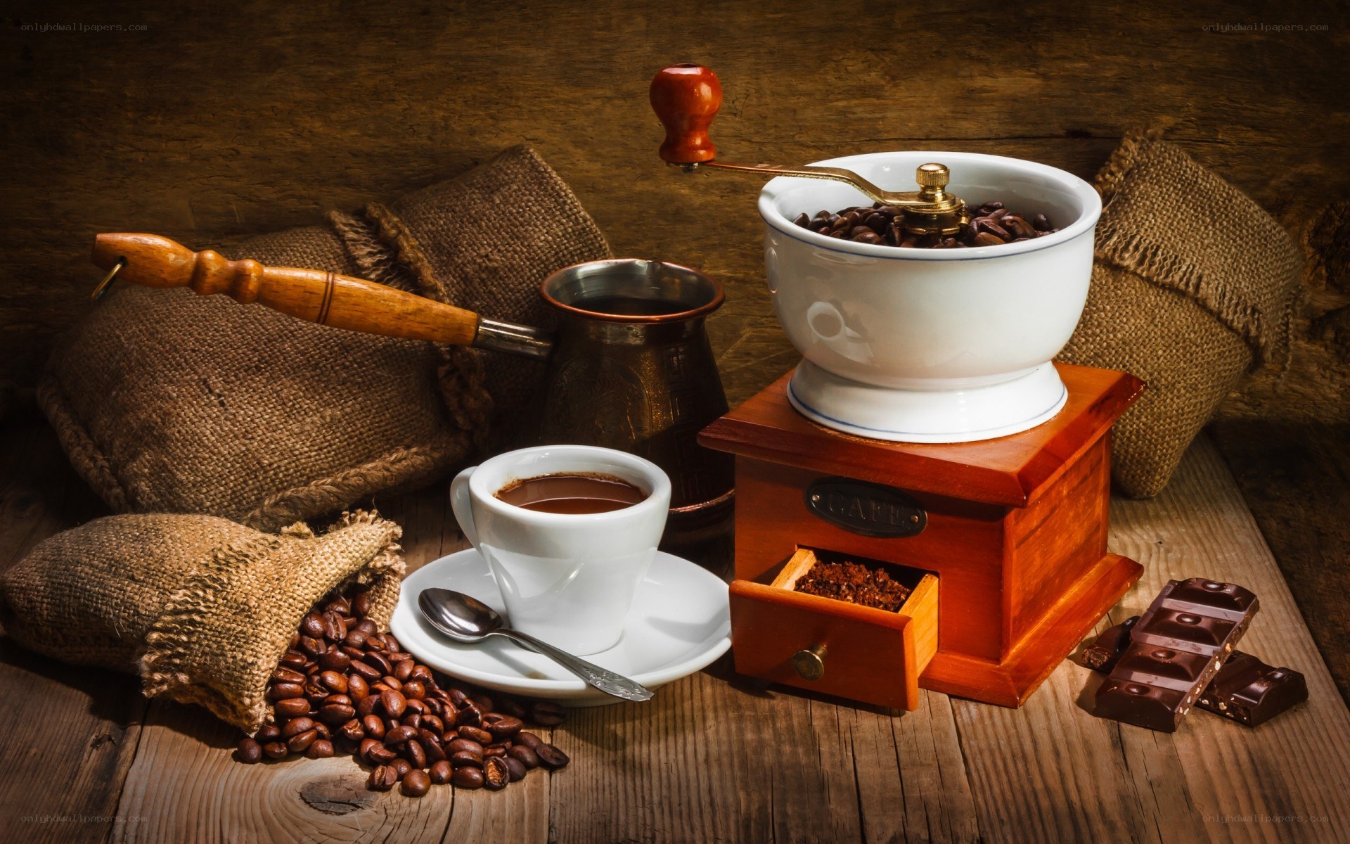 Coffee and chocolate still life