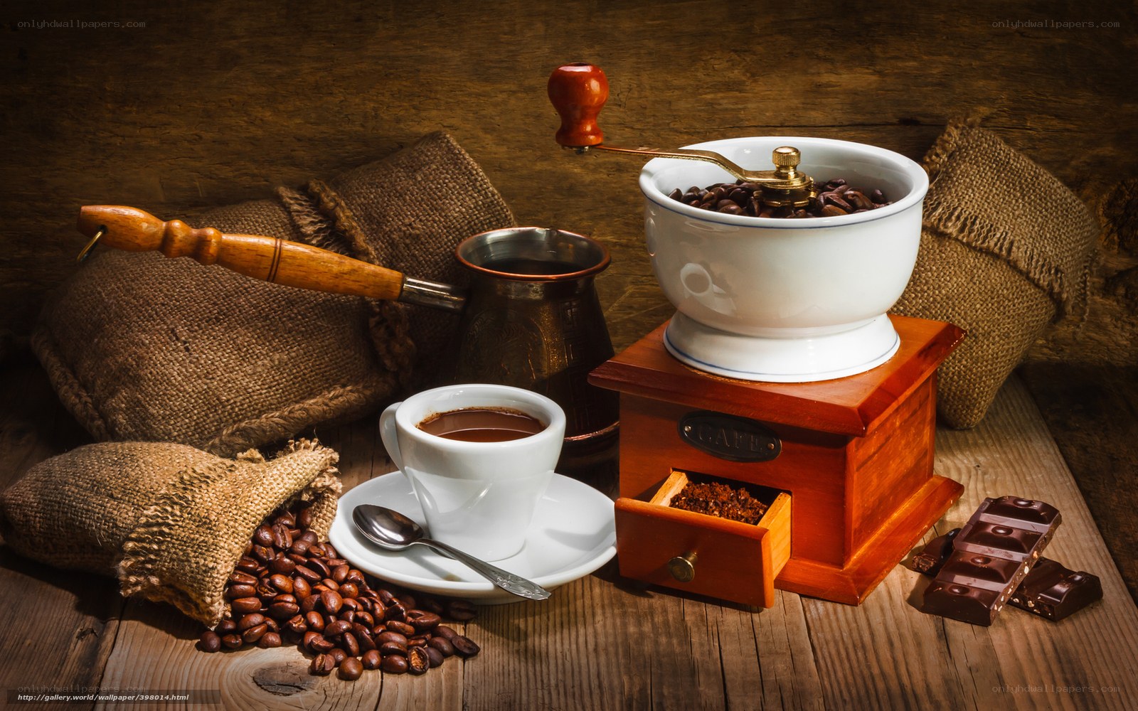 Coffee and chocolate still life