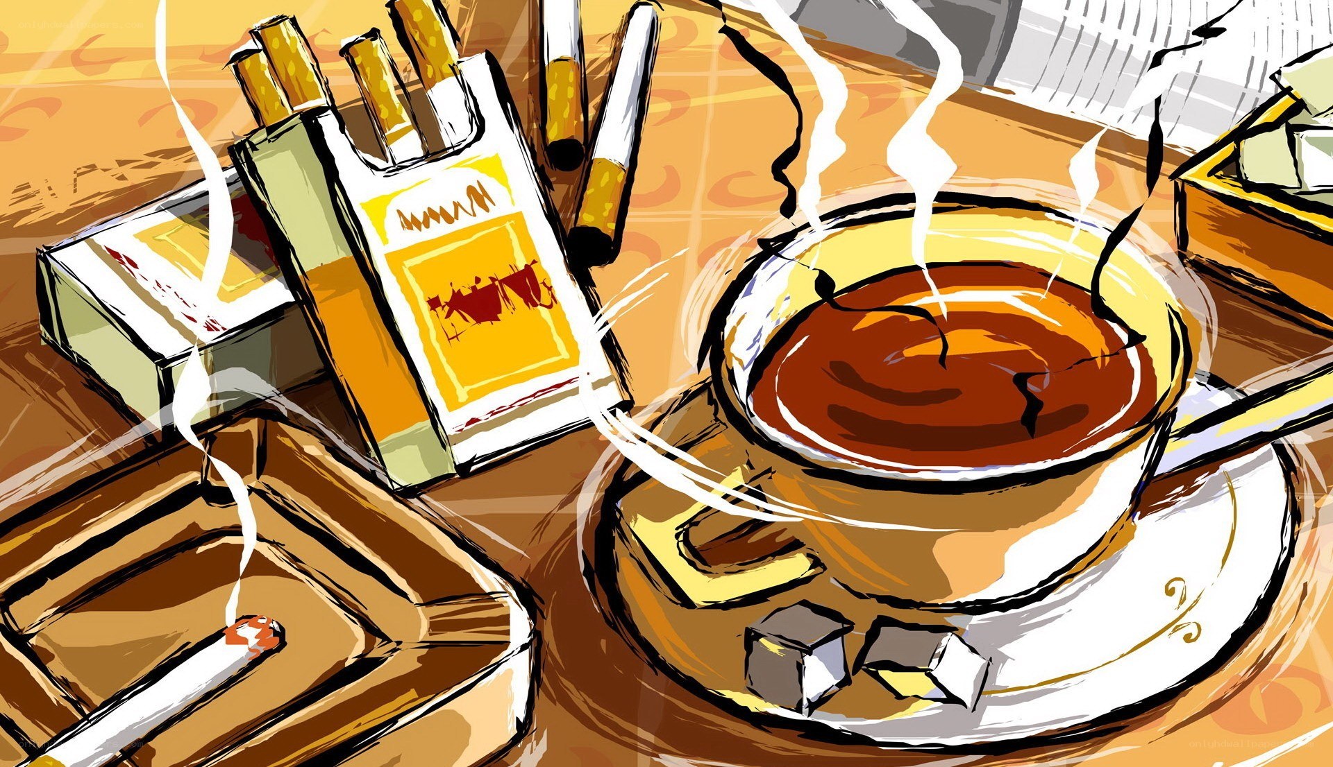 coffee and cigarettes illustration