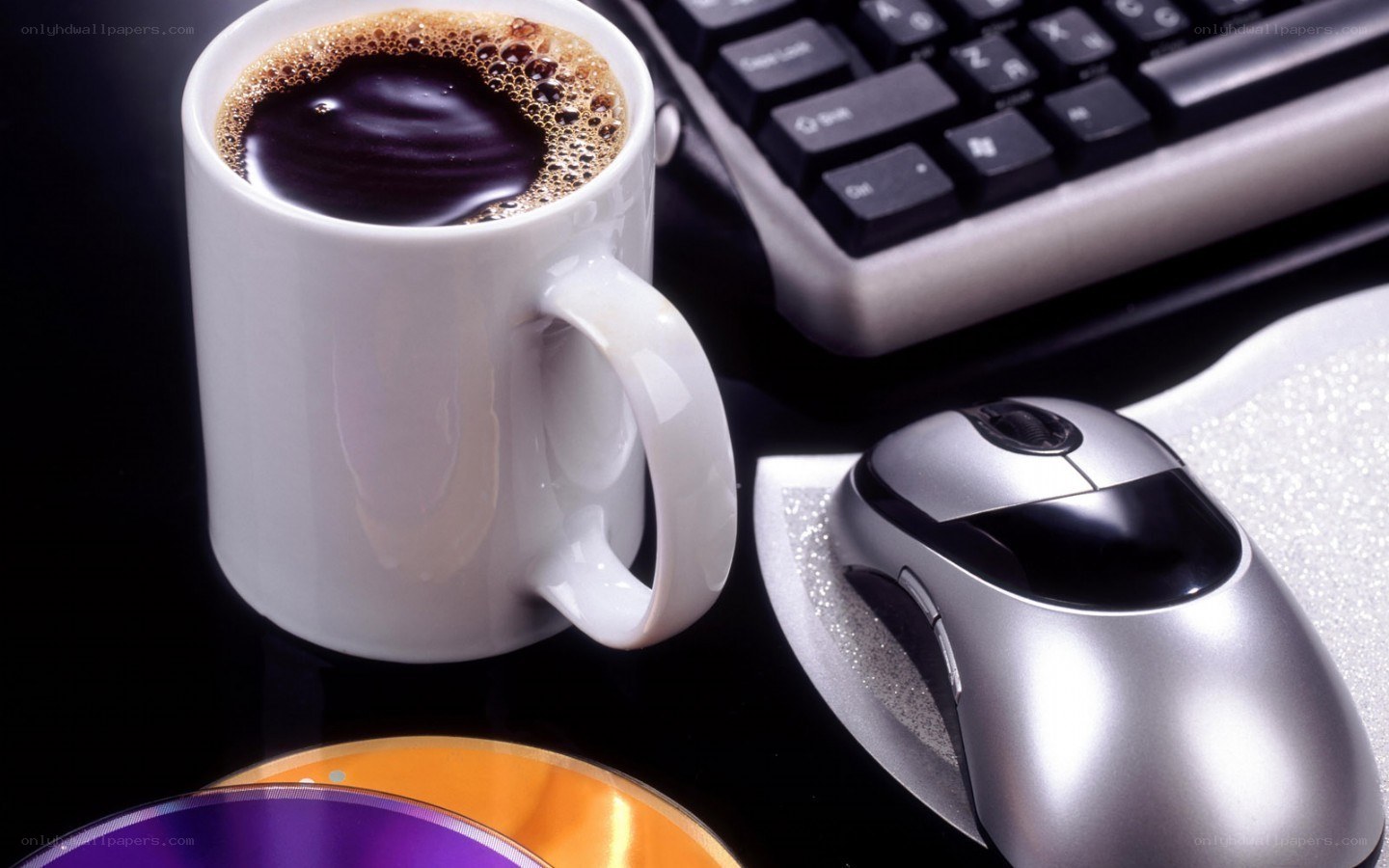 coffee and computer setup