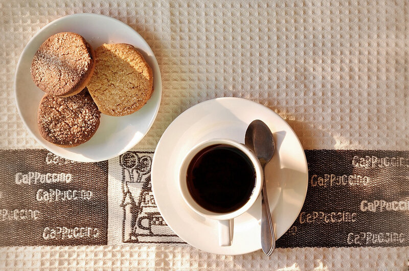 Coffee and Cookies on Table — White