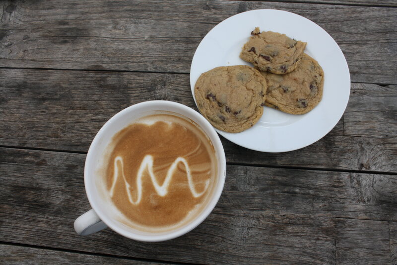 coffee and cookies on wood