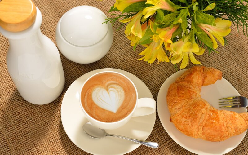 Coffee and Croissant Breakfast — Brown