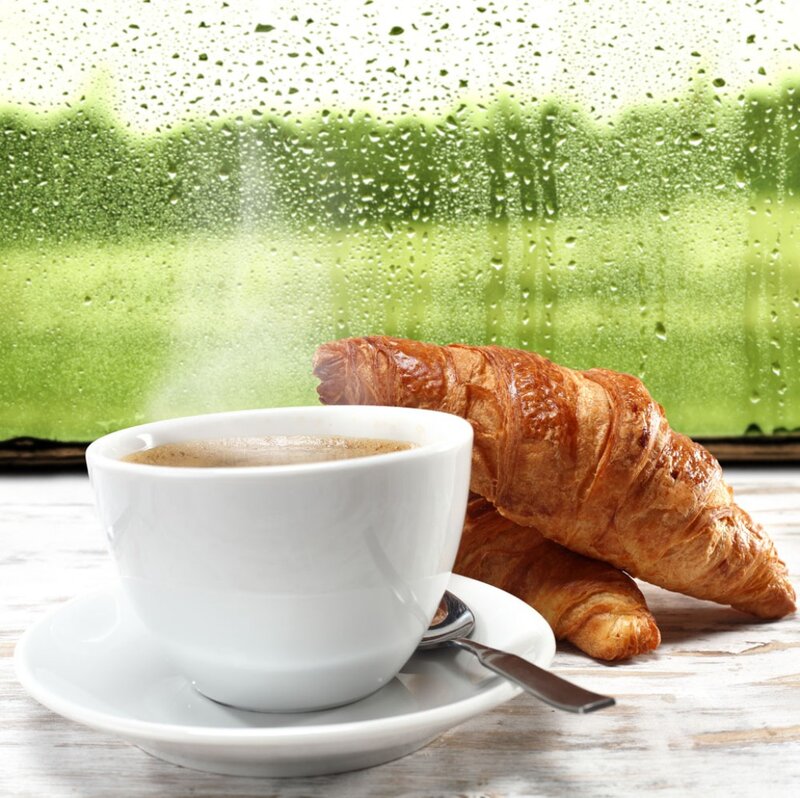 Coffee and Croissant — White