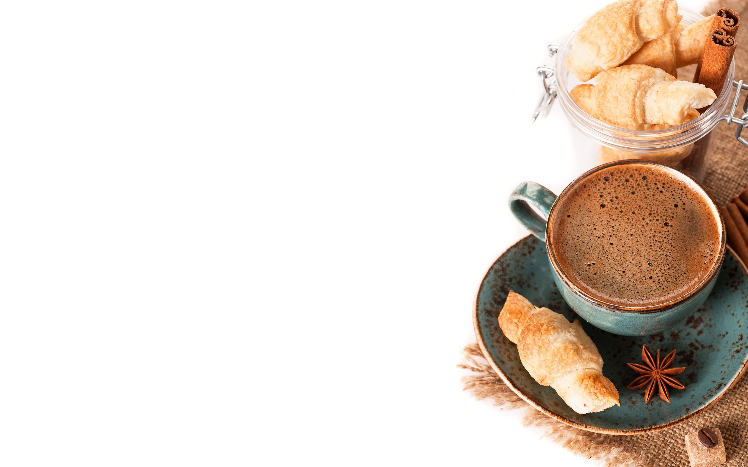 coffee and croissants breakfast