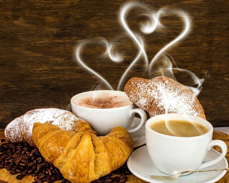 Coffee and Croissants — Brown, Warm