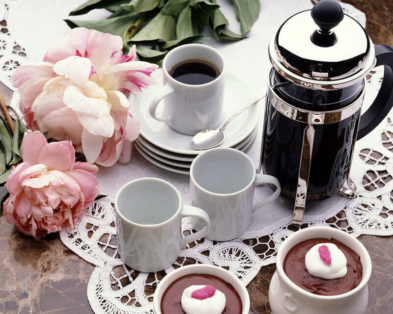 Coffee and Desserts on Table — White, Serene