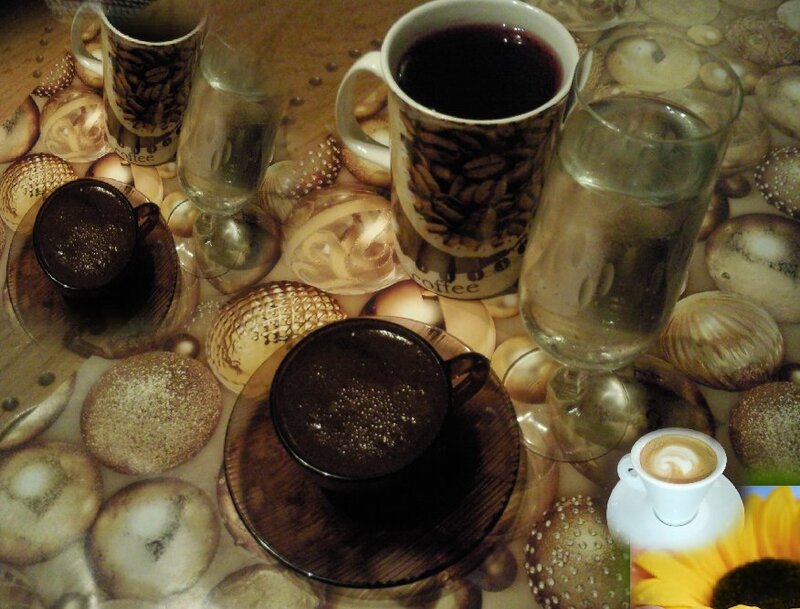 coffee and drinks on table