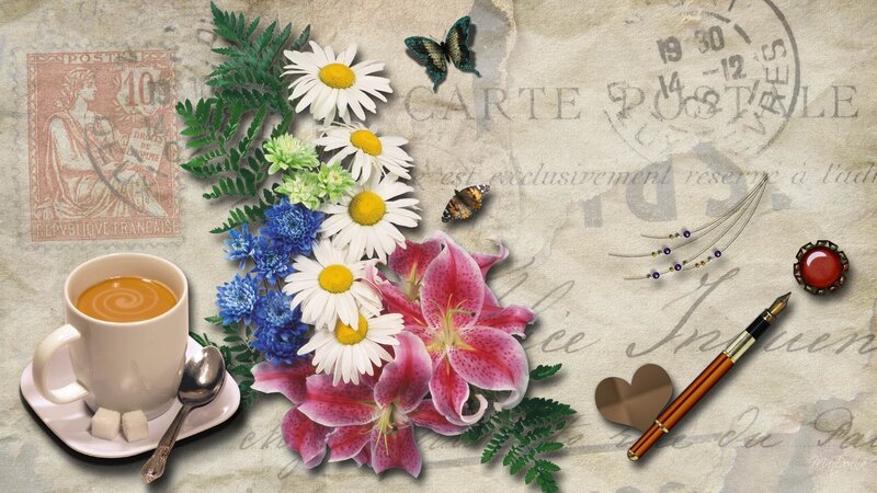 Coffee and Flowers Arrangement