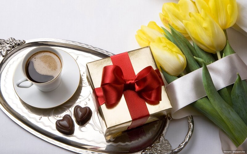 Coffee and Gift on Tray